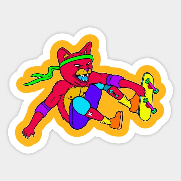 Skate Cat Sticker by Woah_Jonny